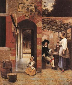 Pieter De Hooch : Drinkers in the Bower
